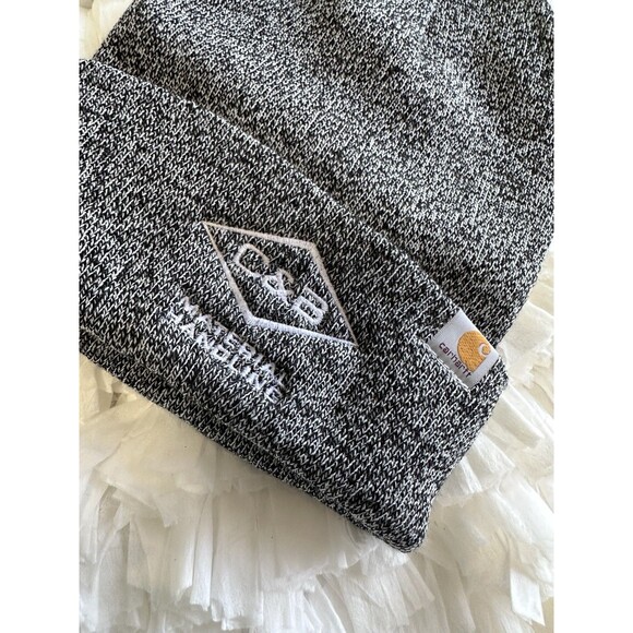Carhartt Knit Cuffed Beanie Black White Logo Patch Winter Hat One Size - Picture 4 of 4